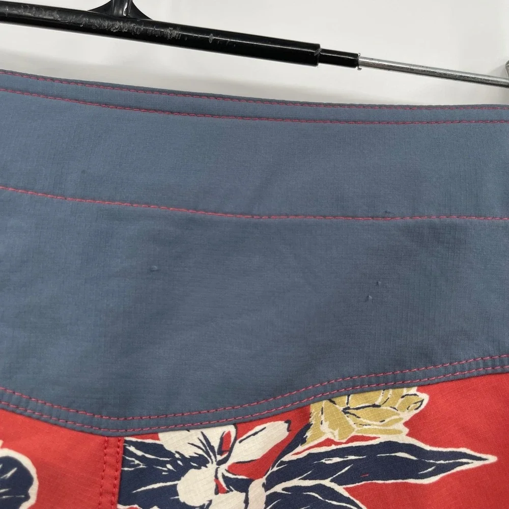 Patagonia Mens‎ Floral Swim Trunks Shorts Size 30 Red Blue Drawstring